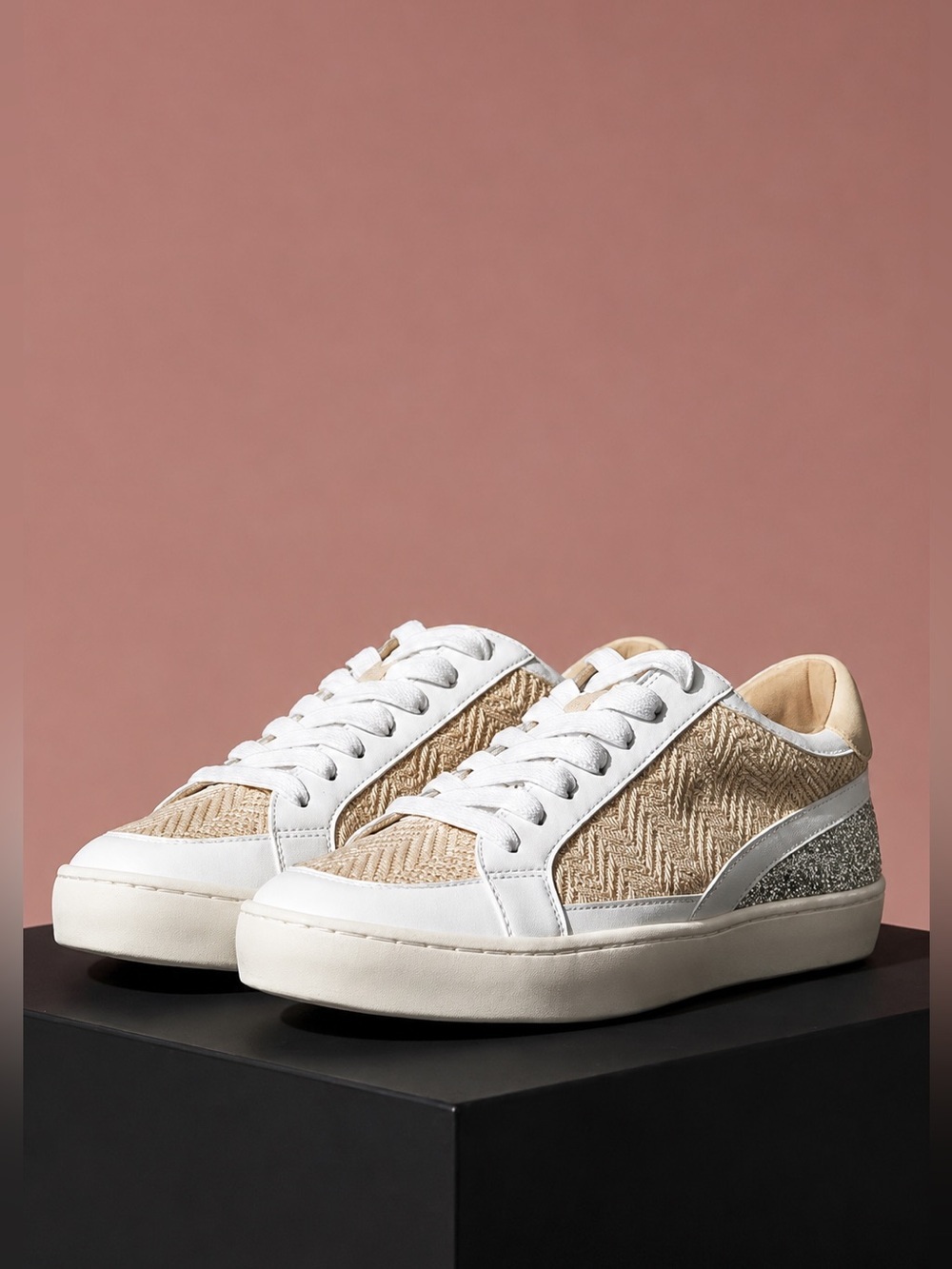 Yellow Lace Up Metallic Sparkle Boho Harlow Sneakers